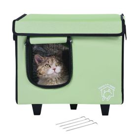 Elevated Heated Cat House, Cuboid Kitty Shelter with Adjustable Temperature and Timer